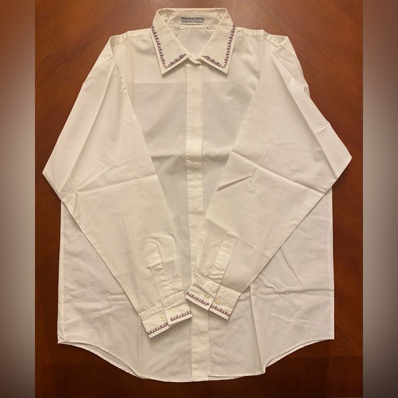Embroidered Women’s Button Down Shirt LARGE White - Picture 2 of 10